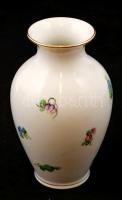 Herendi virág mintás váza, kézzel festett, jelzett, hibátlan, m:14,5 cm