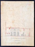 Jelzés nélkül: Újhatvani Róm.Kat templom tervrajzai. Ceruza-akvarell, karton, foltos, összesen: 6 tá...