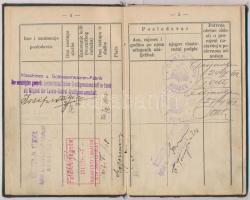 1912 Horvát nyelvű munkakönyv, ogulini lakatossegéd részére kiállítva, későbbi, húszas évekbeli beje...