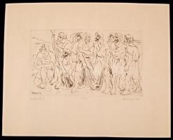Borsos Miklós (1906-1990): Halászok II. Rézkarc, papír, jelzett, 19×33 cm