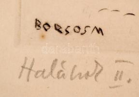 Borsos Miklós (1906-1990): Halászok II. Rézkarc, papír, jelzett, 19×33 cm