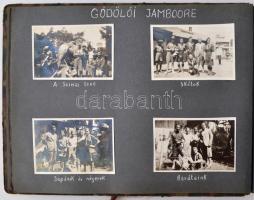 1935 Családi fotóalbum sok cserkész fényképpel, köztük a Gödöllői Jamboree fotói is, több mint 150db, cca 6x6cm