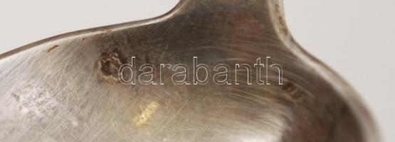 Ezüst (Ag.) leveses kanál, monogrammal, jelzett, h:22 cm, nettó: 463 g