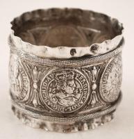 Ezüst éremutánzatos szalvétagyűrű,  Ag., nettó:28,2gr., jelzett, 5x3,5cm/Silver medal replica napkin ring, Ag, net. 28,2gr, marked, 5x3,5 cm