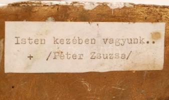 Péter Zsuzsa (1937-1990): Isten kezében vagyunk, festett gipsz, jelzett (anyagában is), apró hibákka...