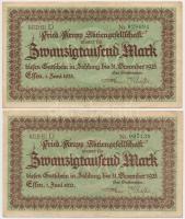 Németország / Weimari Köztársaság / Essen 1923. 20.000M "Friedrich Krupp Részvénytársaság"...