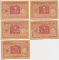 Németország / Weimari Köztársaság 1920. 2M (5x) sorszámkövetők T:I,I- Germany / Weimar Republic 1920. 2 Mark (5x) sequential serials C:UNC,AU