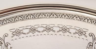 Angol ezüst, Sterling, áttört virágos tányér,  Ag., nettó:311,2gr., jelzett, d:25,5cm/ English silve...