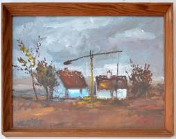 Bánfi jelzéssel: Tanyavilág. Olaj, karton, üvegezett keretben, 23×34 cm