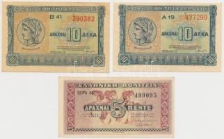 Görögország 1940. 10D (2x) + 1941. 5D T:I- Greece 1940. 10 Drachmai (2x) + 1941. 5 Drachmai C:AU