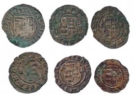 6db-os vegyes denár tétel, közte 1506K-H Denár Ag "II. Ulászló" (0,46g), 1639K-B Denár Ag ...