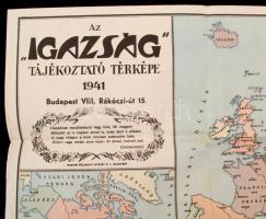 1941 Az Igazság folyóirat tájékoztató térképegyüttese, egy lapon Európa, Ázsia, Észak-Amerika, Dél-A...