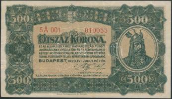 1923. 500K "Magyar Pénzjegynyomda Rt. Budapest" T:III Adamo K34