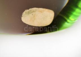 Jelzett (Bohemia) anyagában színezett üveg kosár, hibátlan, m:20 cm