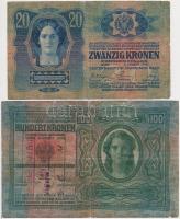1912. 100K "SLOBADAN GRAD BAJA..." felülbélyegzéssel + 1913. 20K piros "MAGYARORSZÁG&...