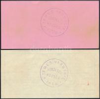 1915. 10f + 20f szükségutalvány "Daubner József gyógyszerész", hátoldalukon "Temes Vá...