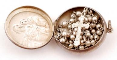 Fém rózsafüzér ereklyetartó és medál