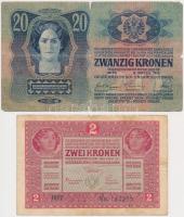 1913. 20K + 1917. 2K mindkettő "Bihar Vármegye Érköbölkút Község 1910" felülbélyegzéssel T...