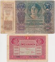 1914. 50K + 1917. 2K mindkettő "TORONTÁL VÁRMEGYE NAGYSZENTMIKLÓS KÖZSÉG 1910" felülbélyeg...