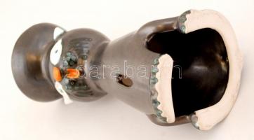 Macska alakú kerámia gyertyatartó, hibátlan, jelzés nélkül, m: 24 cm