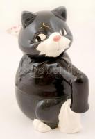 Macska alakú kerámia teáskanna, apró sérüléssel, m: 20 cm