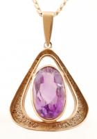 8 karátos arany nyaklánc és medál, benne kővel  jelzett / 8 Ct gold necklace  br: 4g  40 cm