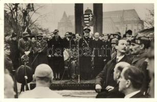 1938 Kassa, Bevonulás, Horthy Miklós, Purgly Magdolna és Horthy István. Foto Ginzery S. / entry of the Hungarian troops (r)