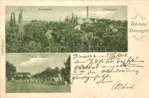 Diószeg, Sládkovicovo; Cukorgyár, kastélykert, iskola. Kiadja Jungkönig János / sugar factory, school