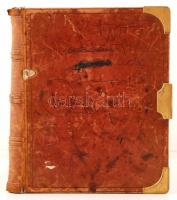 Bőrkötéses, rézveretes füzet, benne német nyelvű naplóval az 1850-es évekből és sok későbbi bejegyzé...