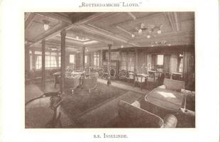 SS Insulinde, passanger liner ship of the Rotterdamsche Lloyd, interior - 2 postcards, mixed quality