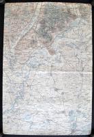 cca 1910 Kassa-Sárospatak-Lőcse, 3db egymással érintkező keret nélküli térkép, feltekerve, 1:200.000...