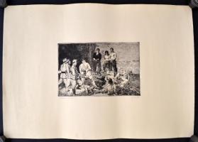 Görög Rezső (1930- ): Ellenforradalom. Rézkarc, papír, jelzett, felcsavarva, 17×25 cm
