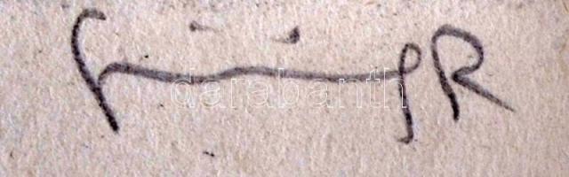 Görög Rezső (1930- ): Prónai. Rézkarc, papír, jelzett, felcsavarva, 17×25 cm