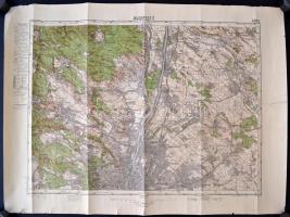 1943-44 Esztergom-Vác-Budapest, 3db egymással érintkező térkép, 1:75.000, 47x62cm