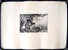 Görög Rezső (1930- ): Az Antant ellen. Rézkarc, papír, jelzett, felcsavarva, 17×25 cm