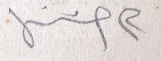 Görög Rezső (1930- ): Utolsó töltény. Rézkarc, papír, jelzett, felcsavarva, 17×25 cm