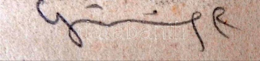 Görög Rezső (1930- ): Harc a monitorokkal. Rézkarc, papír, jelzett, felcsavarva, 17×25 cm