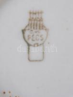 Zsolnay virágmintás porcelán tál, matricás, kopásnyomokkal, kis lepattanással, jelzett, d: 25 cm