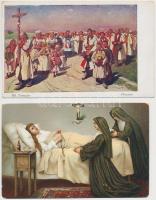 50 db RÉGI motívum képeslap, vallási témájú művész lapok, néhány litho, vegyes minőség / 50 old moti...