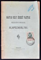 1892 A Magyar Helyi Érdekű Vasút Részvénytársaság alapszabályai, okmánybélyeggel (15kr), kissé visletes állapotban, pp.:19, 23x15cm