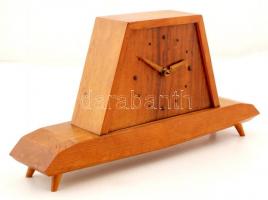 Art deco fa kandalló óra kulccsal, működik, 40x21x9 cm