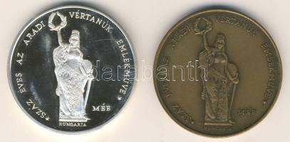 1990. "MÉE-aradi vértanúk" pár matt Br T:1 + Ag 36g T:PP R! Kevés példányszámú veretek!