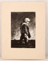 Ék Sándor (1902-1975): Memento. Kőnyomat (lithográfia) jelzett. Paszpartuban, képméret:28x45 cm