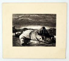 Ék Sándor (1902-1975): Memento. Kőnyomat (lithográfia) jelzett. Műcsarnoki kiállítás anyagából. Paszpartuban, Képméret:38x26 cm