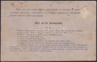 1881 Vadászati jegy 6Ft értékjeggyel Gyulán kiállítva. Apró sérülések