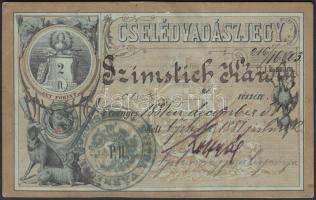 1881 Cseléd vadászati jegy 2Ft értékjeggyel Nyitrán kiállítva / Hunter card for servant