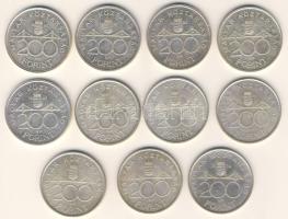 1992. 200Ft Ag "MNB" (5x), 1993 (5x), 1994 "Deák" (1x) összesen 11db T:1,2
