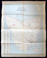 1889 Tasmánia posta, távírda, eső és vasúttérkép. Nagyméretű térkép / 1889 Large postal, railway telegraph and rainfall map of Tasmania. 70x90 cm