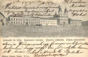 Balázsfalva, Blaj; Leány internátus, Teológiai szeminárium, templom, gimnázium / girls boarding school, theological seminar, church, grammar school (EB)