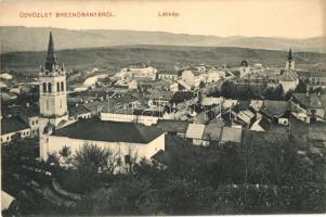 Breznóbánya, Brezno; látkép, templom, kiadja Kreisler József / general view, church